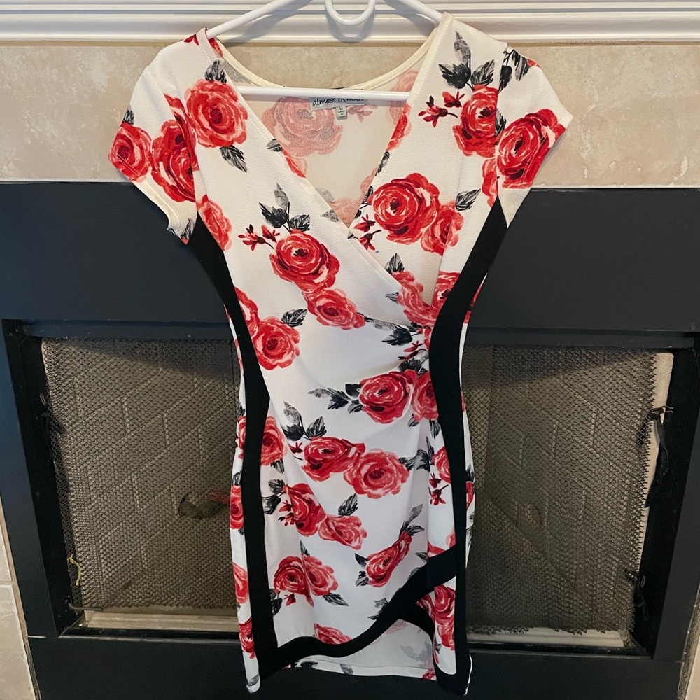 Red and White Floral Almost Famous Dress